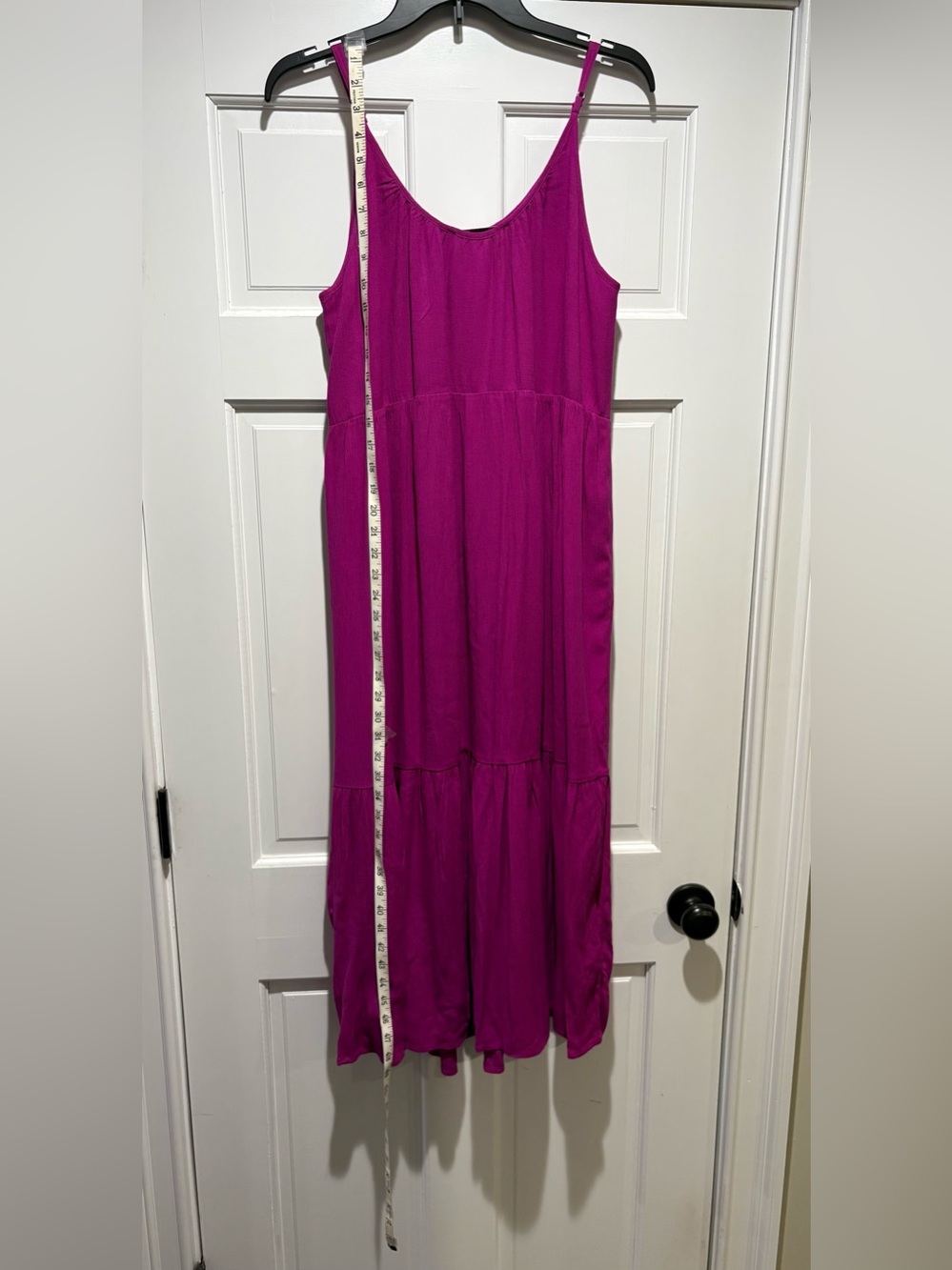 NWT LOFT Small Fuchsia Spaghetti Strap Tiered Maxi Dress - Picture 6 of 13